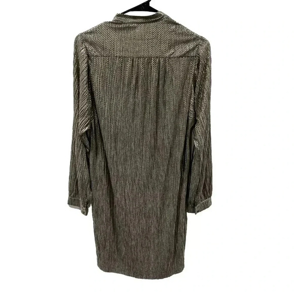 Sabina Musayev Anthropologie Gold Metallic Shimmer Shirt Party Dress Size Medium - Picture 6 of 11